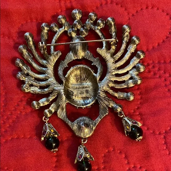 Colorful Beaded Scarab Brooch - Picture 2 of 3